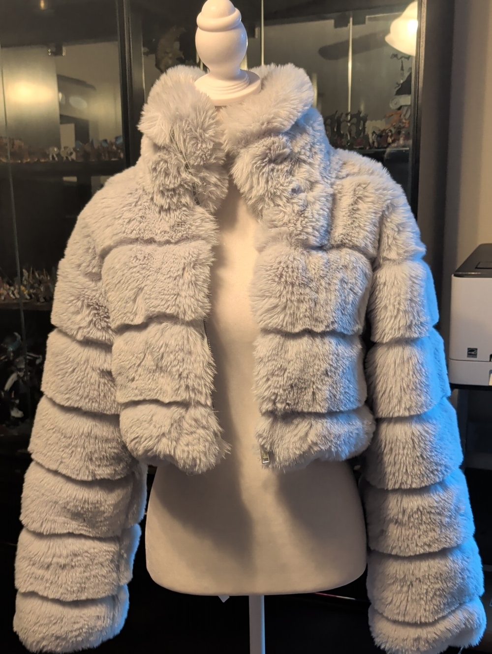 Forever 21 Plush Faux Fur Cropped Jacket - Light Blue